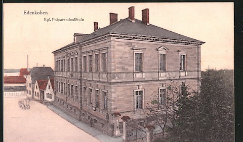 Historische Postkarte Präparandenschule Blick Richtung Osten
